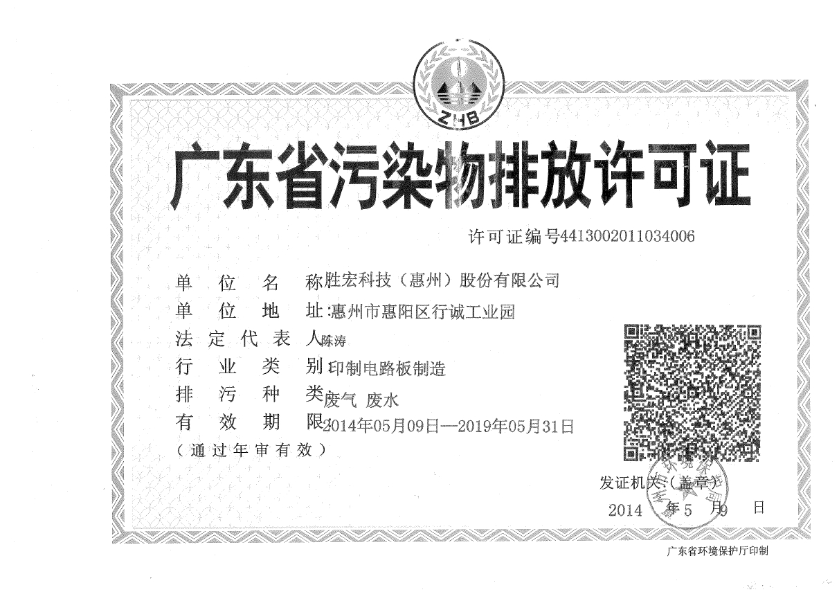 金年會(集團)智能科技股份有限公司排污許可證